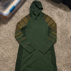 Krimson Klover Green Long Sleeve Dress with Patterned Sleeves